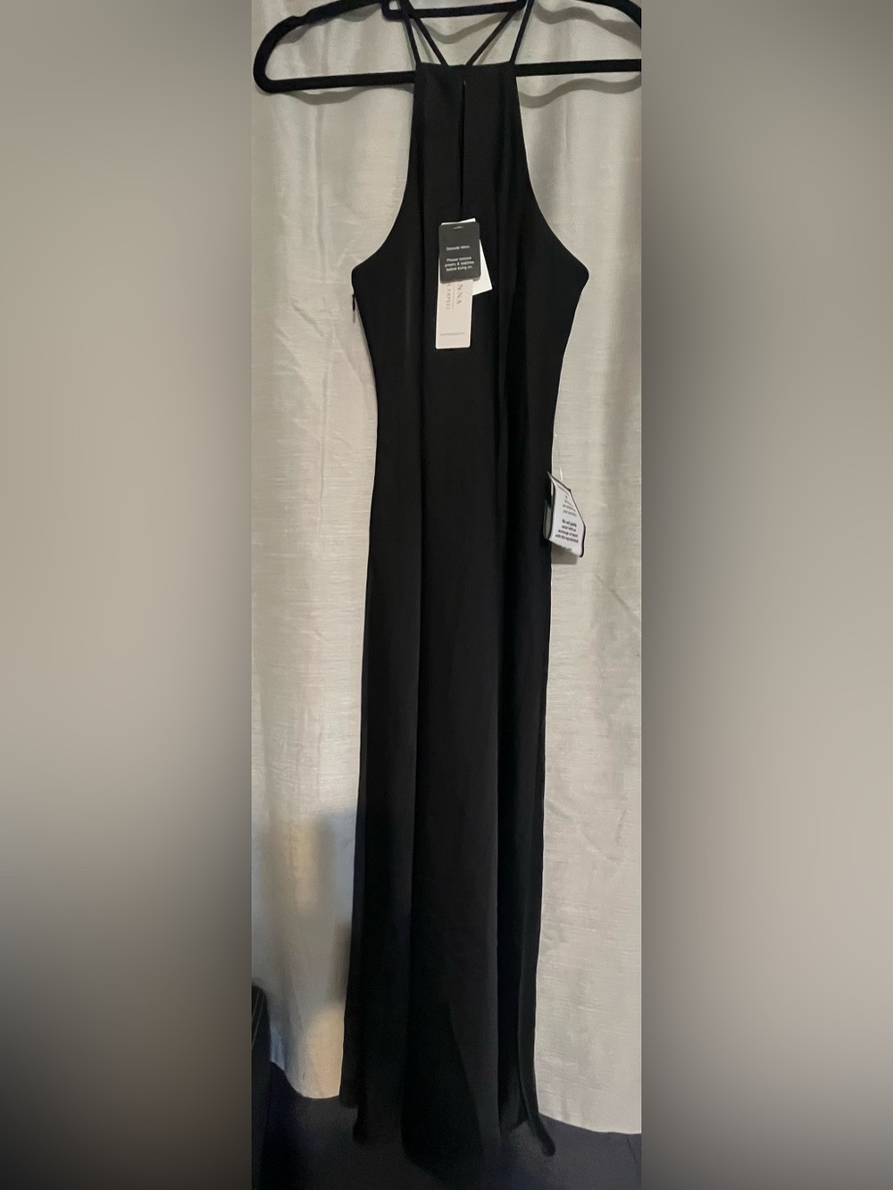 NWT Size 8 Adrianna Papell Stretch Satin Halter Dress with Crystal Butterfly - Picture 6 of 7